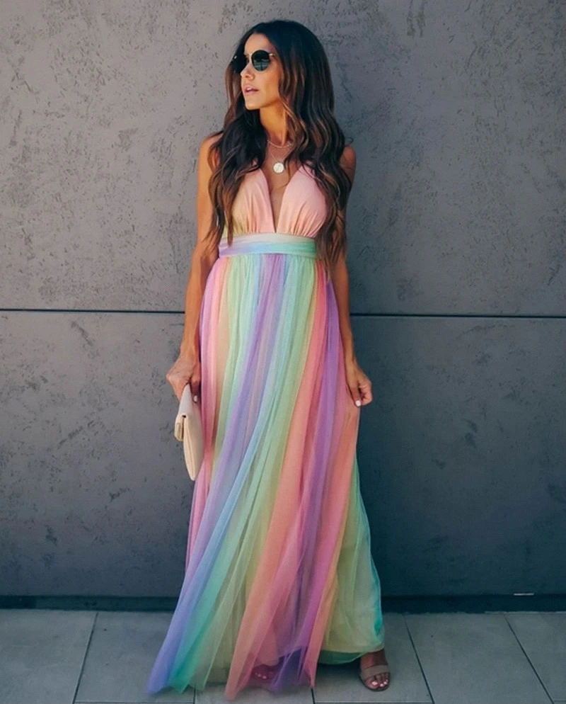 Buntes und Leichtes Regenbogenkleid für jeden Anlass