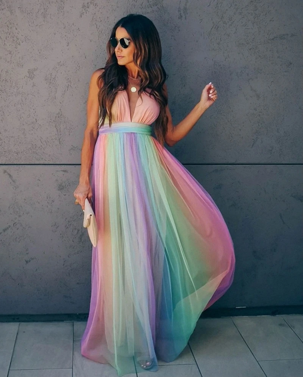 Buntes und Leichtes Regenbogenkleid für jeden Anlass
