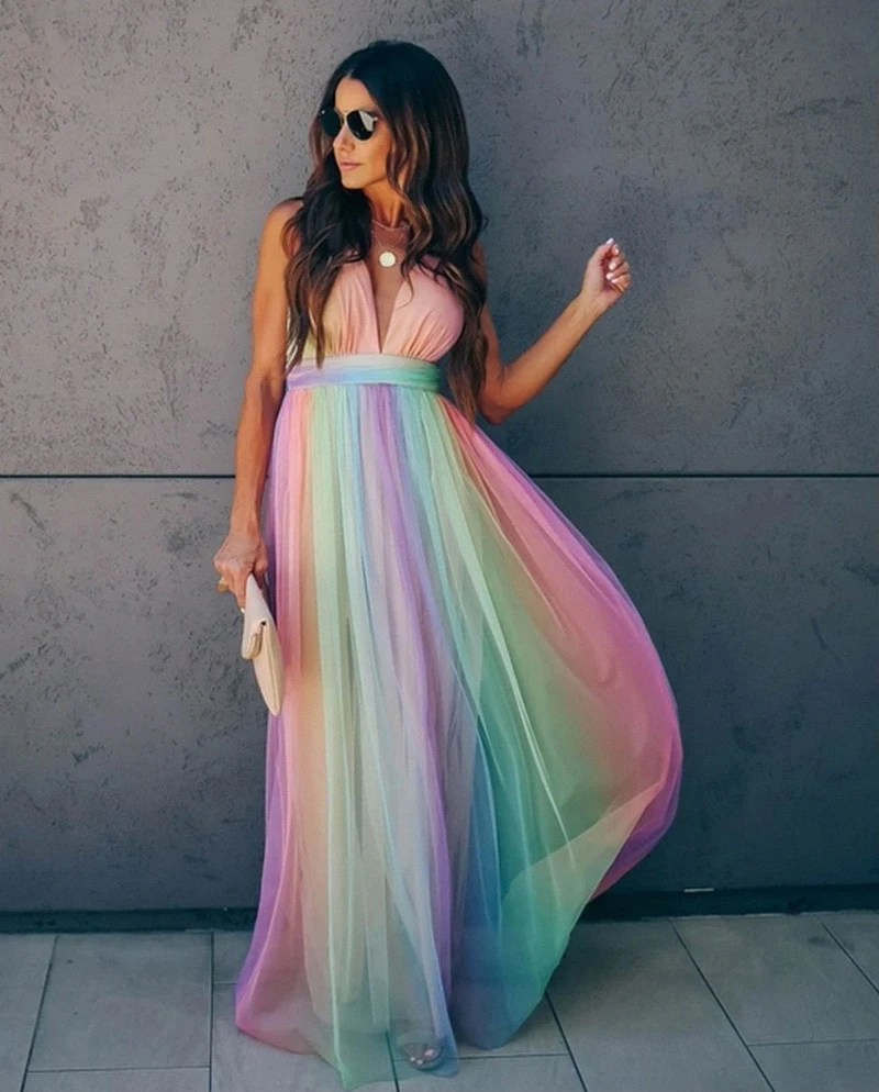 Buntes und Leichtes Regenbogenkleid für jeden Anlass