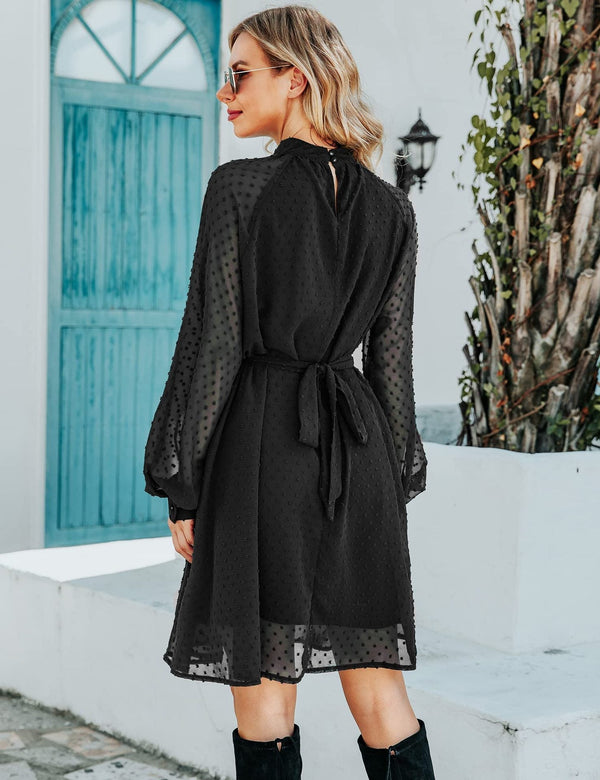 Warmes Schwarzes Musselin Kleid für dich – Elegant und Bequem