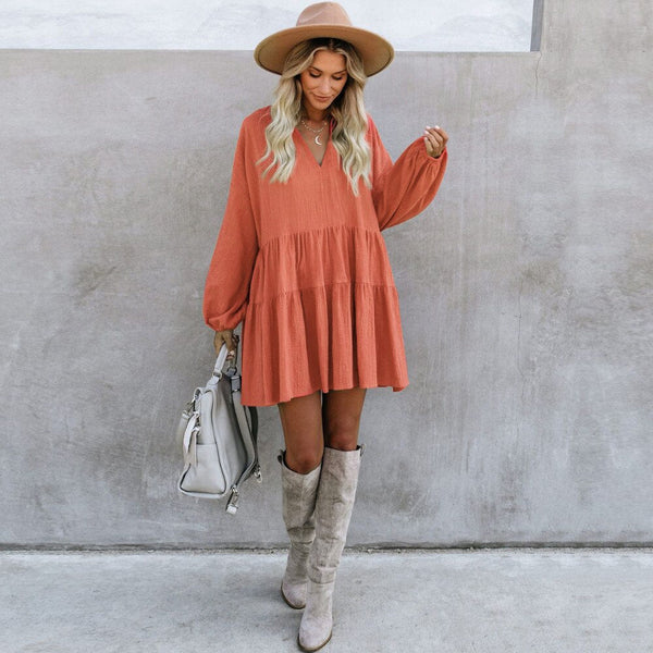 Weiches Oranges Sommerkleid mit Rüschen für dich Kleid