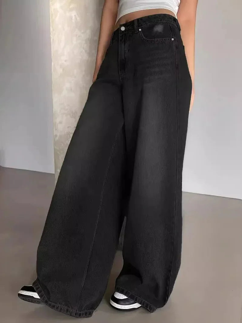 Lässige Weites Bein Baggy Jeans Damen Modische Jeans