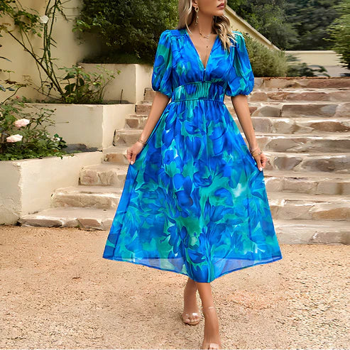 Lora Floral Jurk - Elegant Blumen Maxi-Jurk für den Frühling