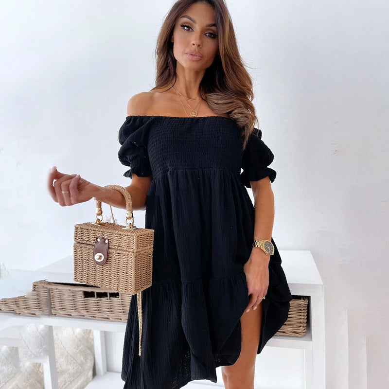 Bequemes Emma -Boho Mini Kleid für jeden Anlass