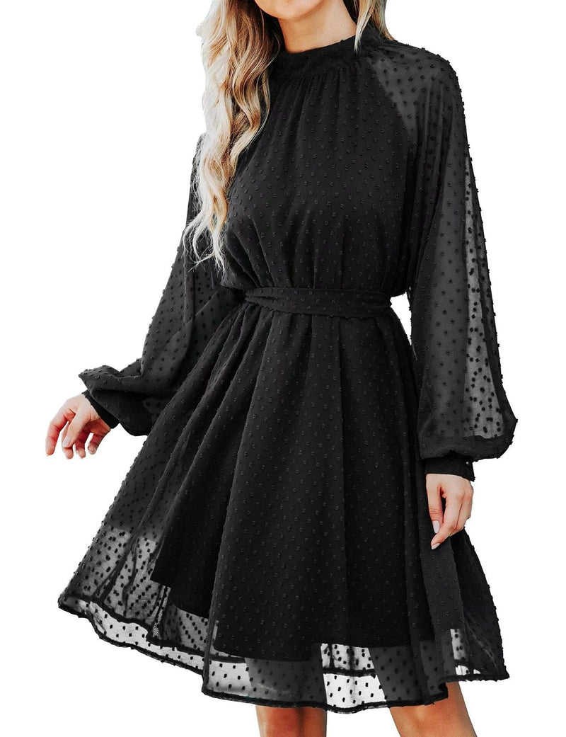 Warmes Schwarzes Musselin Kleid für dich – Elegant und Bequem