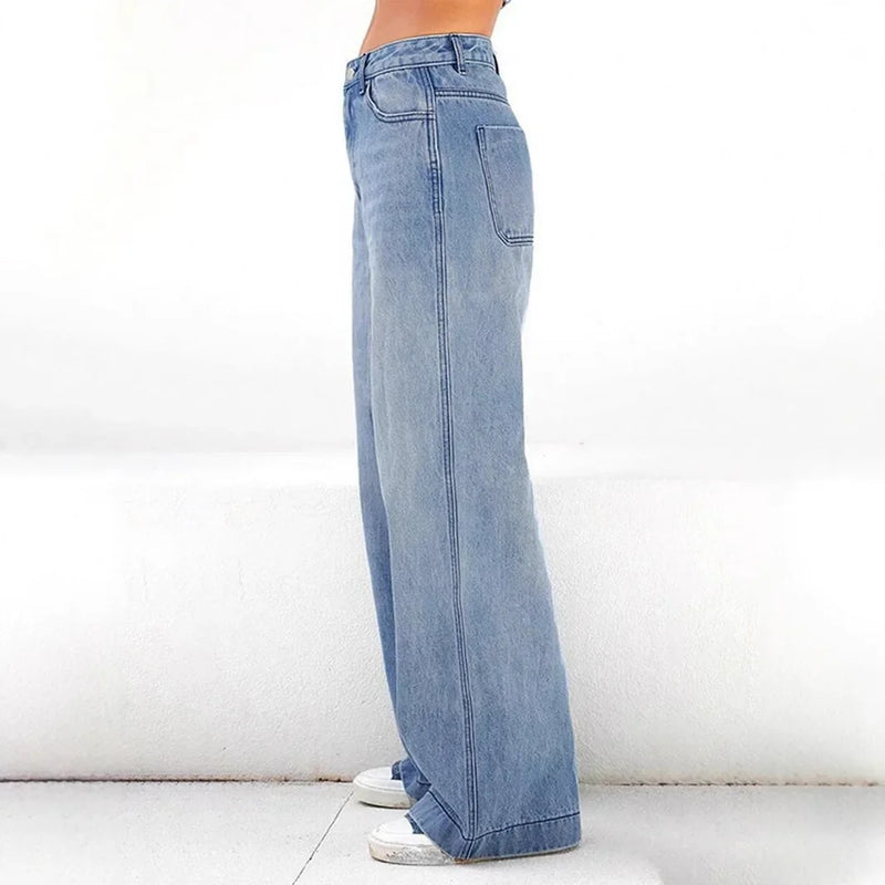 Bequeme Weite Baggy Stilvolle Hohem Bund Moderner Jeans