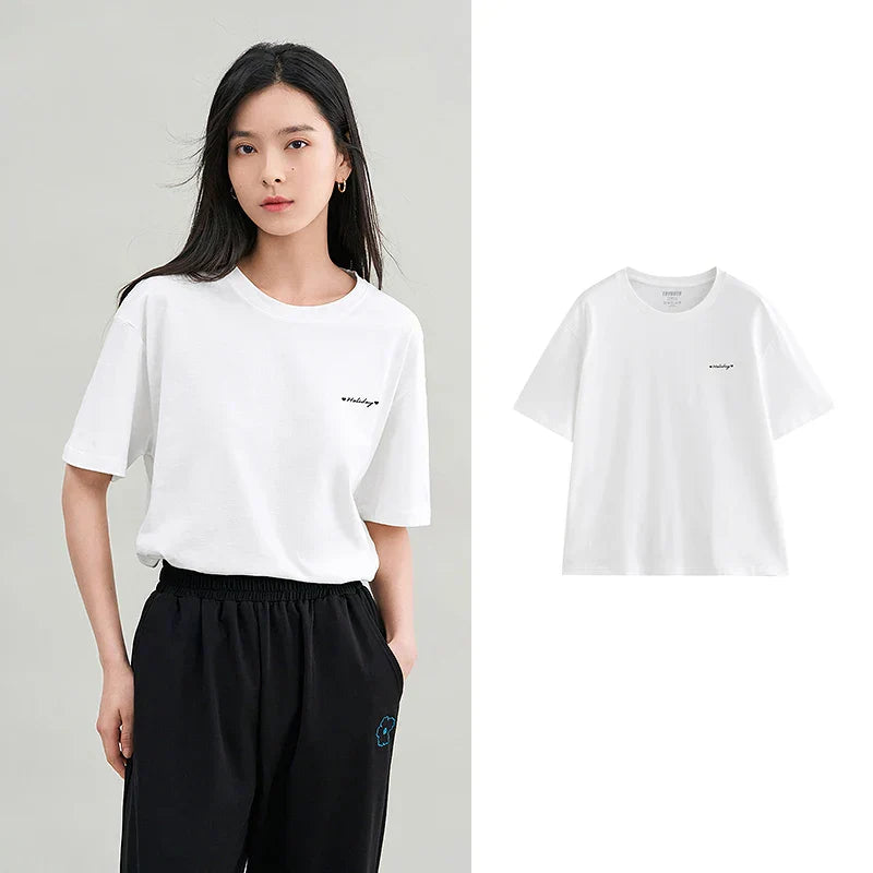 Warmes Schwarz T-Shirt Kleid mit 'was?' Druck für dich