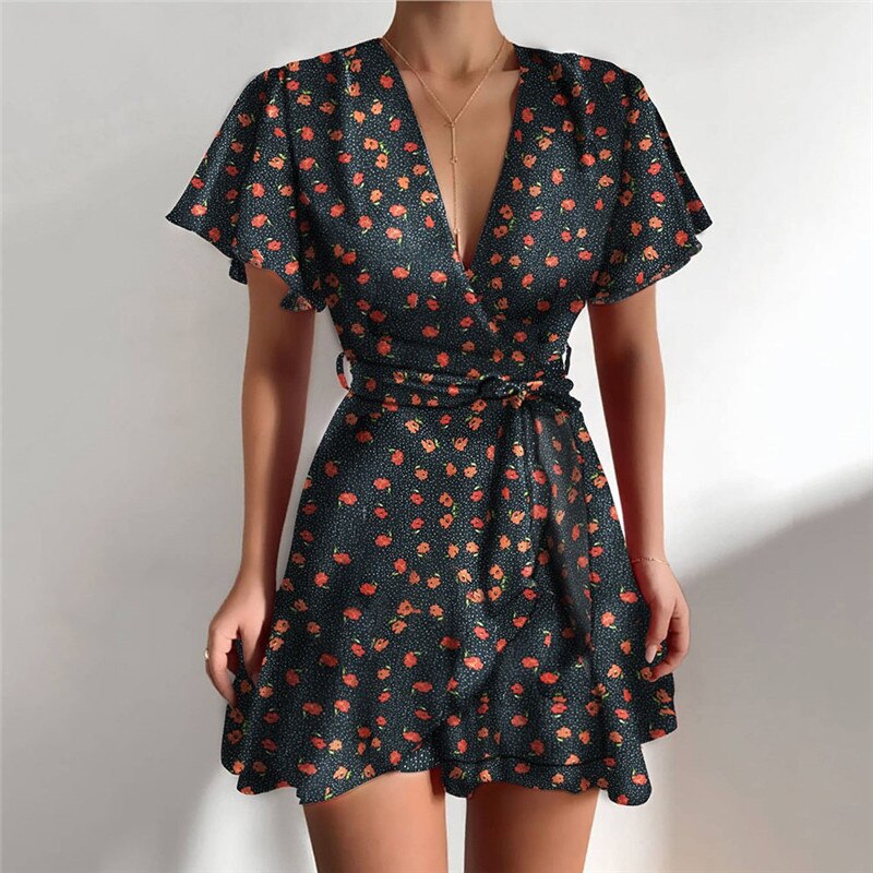 Weiches Kleid mit Rüschen und V-Ausschnitt für dich