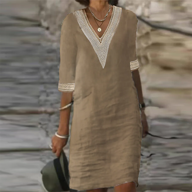 Warmes und Stilvolles Leinen Sommerkleid für Frauen