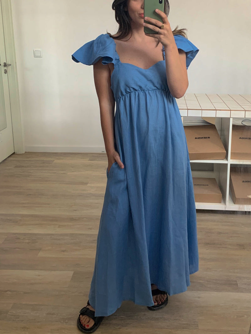 Elegantes Blaues Kleid aus Weichem Leinen für Dich