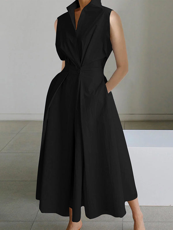 Elegantes Leichtes Weißes Hemdkragen Baumwollkleid für dich