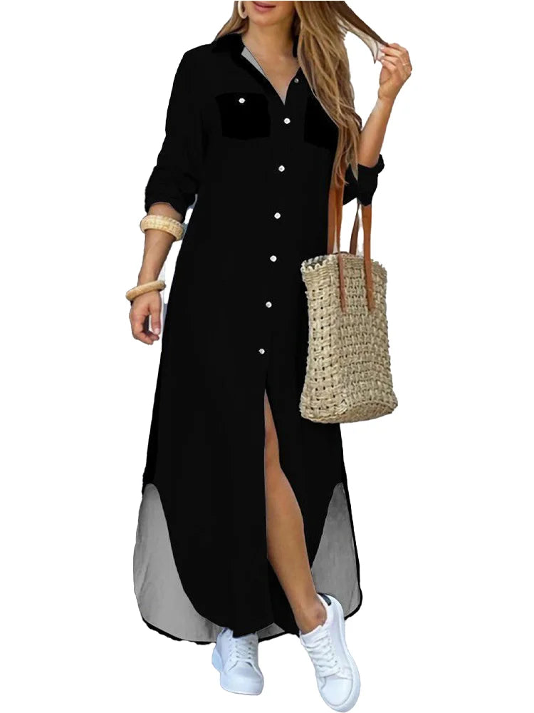 Elegantes Leichtes | Langarm-Hemd Kleid für Damen für dich