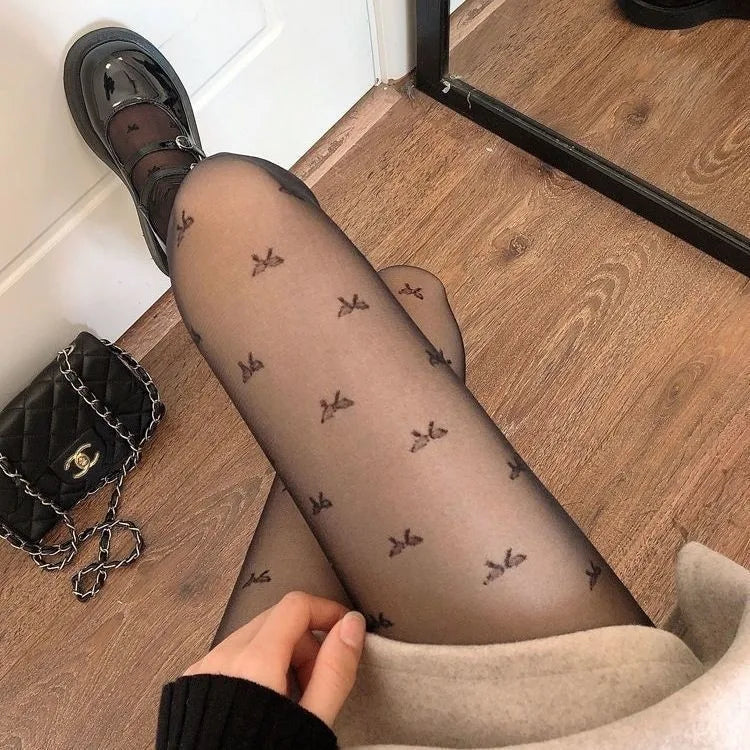 Elegante Warme Muster Oberschenkelhohe Glanz Strumpfhose