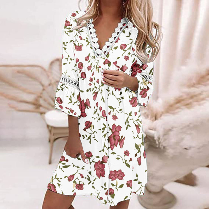 Warmes Blumenkleid für Damen für dich im schönen Stil