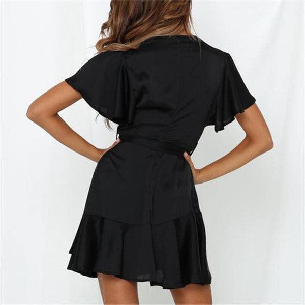 Weiches Kleid mit Rüschen und V-Ausschnitt für dich