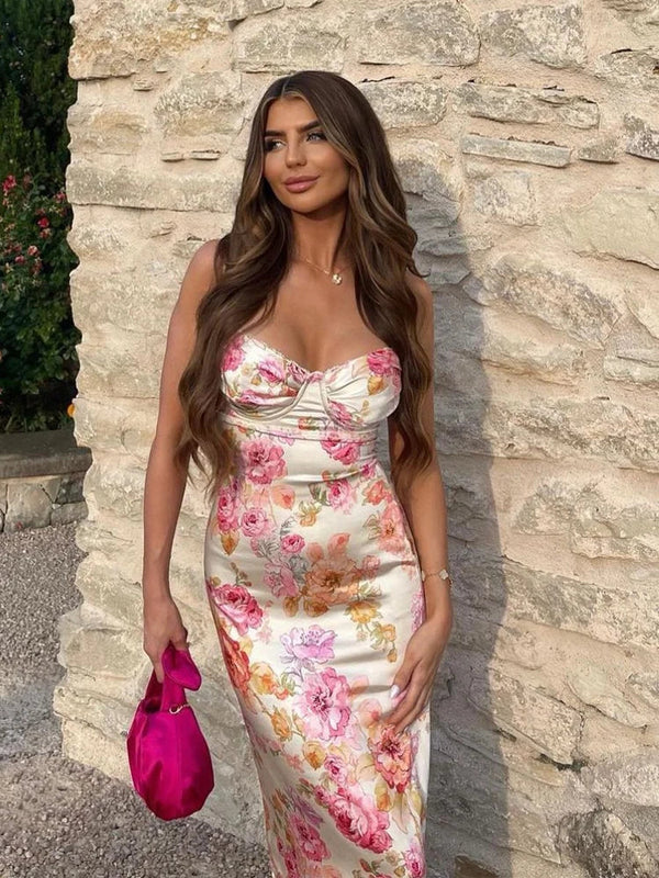 Elegantes Kleid mit Blumenmuster für den Sommer Damenkleid