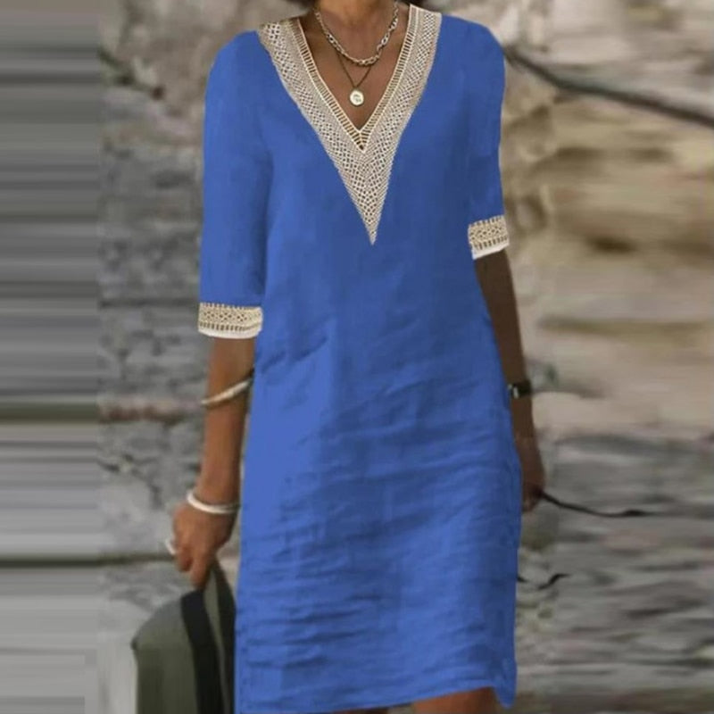 Warmes und Stilvolles Leinen Sommerkleid für Frauen
