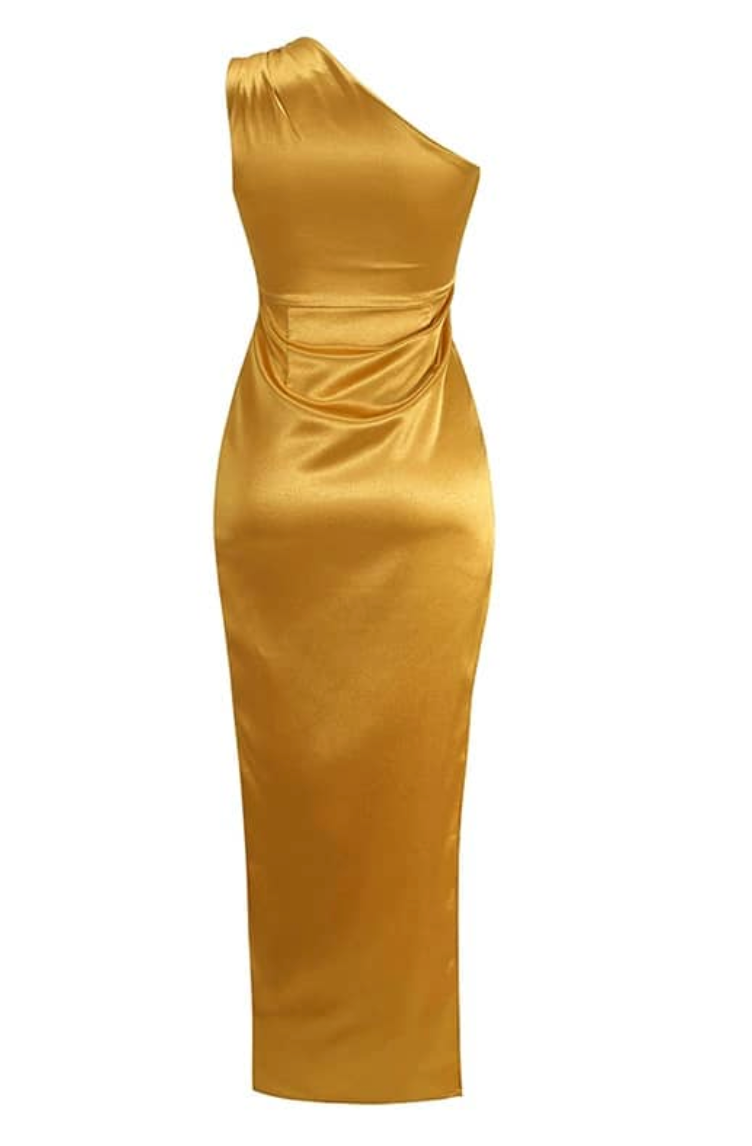 Elegantes Isolde Seiden-Maxikleid mit hohem Schlitz