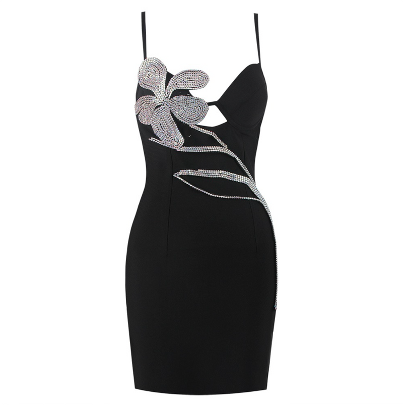 Bezauberndes Minikleid mit herzförmigem Ausschnitt und Blumenverzierung