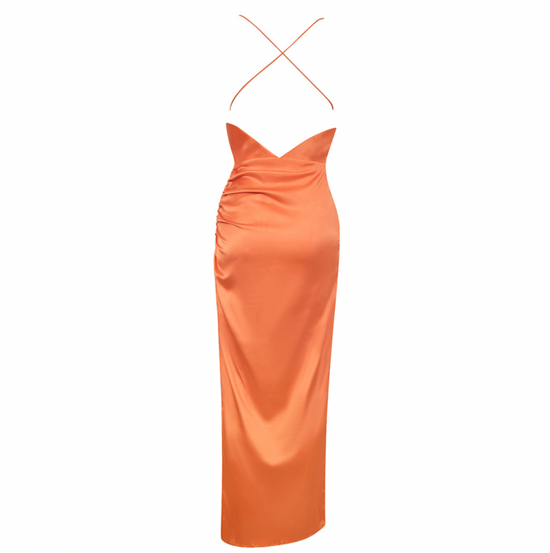 Elegantes Luisa Neckholder-Maxikleid aus Seide mit Stil