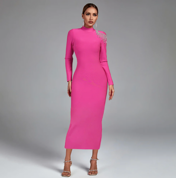 Elegantes Adelina - Rückenfreies Langarm-Maxikleid für Damen
