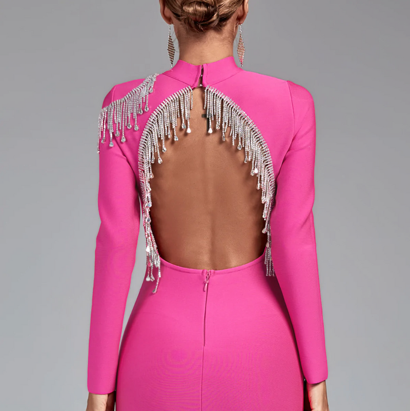 Elegantes Adelina - Rückenfreies Langarm-Maxikleid für Damen