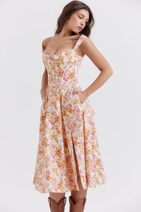 Weiches Blumenmuster Kleid in A-Linie für dich