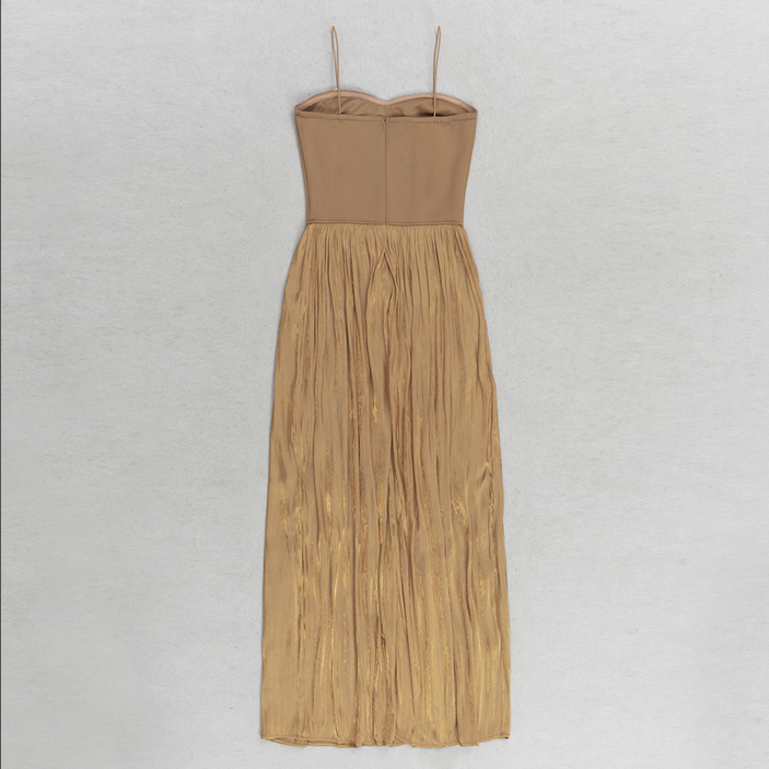 Elegantes Annika - Bodycon Maxikleid mit Fransen in Braun