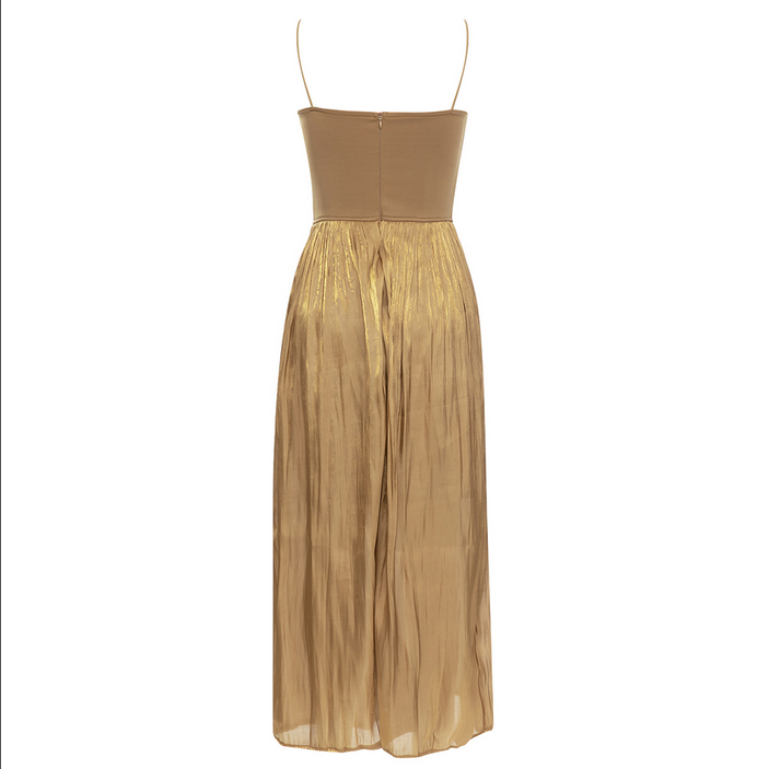 Elegantes Annika - Bodycon Maxikleid mit Fransen in Braun