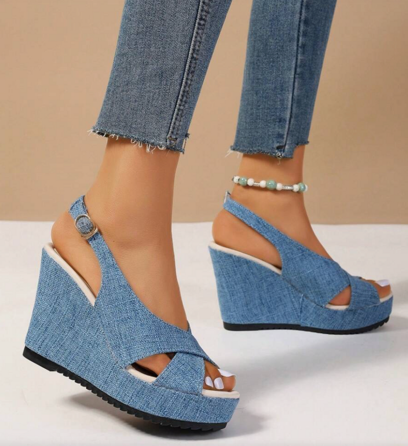 Bequeme Leichte Denim Keilsandaletten für dich zum Tragen
