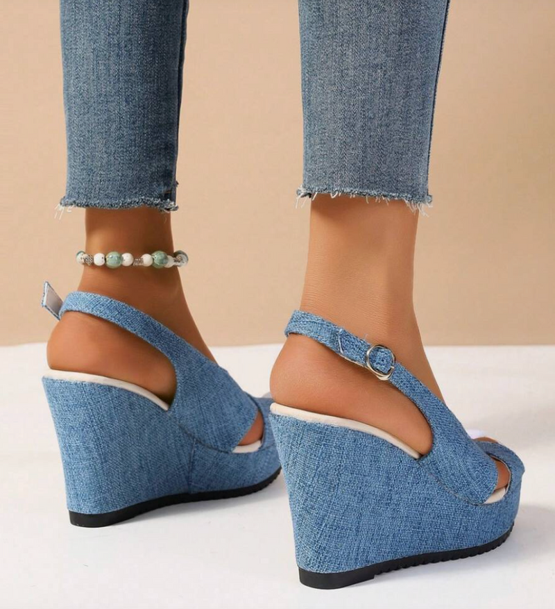 Bequeme Leichte Denim Keilsandaletten für dich zum Tragen