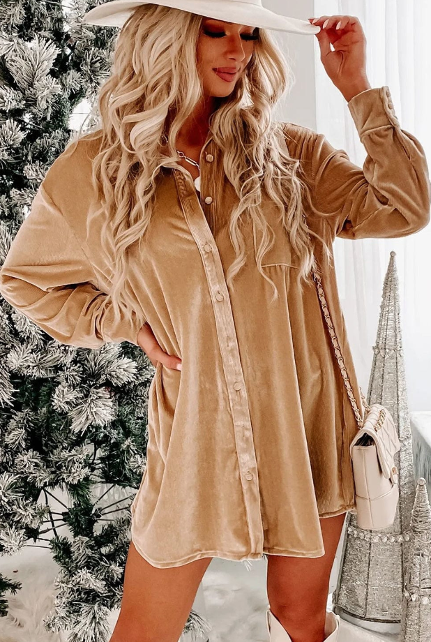 Warmes Samt Hemdkleid Für Dich Mit Stil Und Komfort