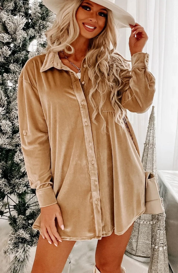 Warmes Samt Hemdkleid Für Dich Mit Stil Und Komfort