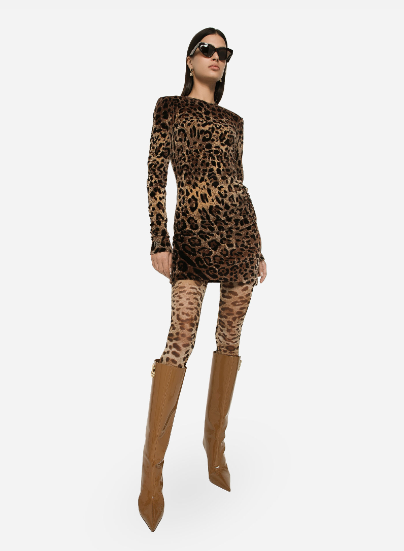 Elegantes Emma -Ärmel Mini-Kleid mit Leopardenmuster für Frauen
