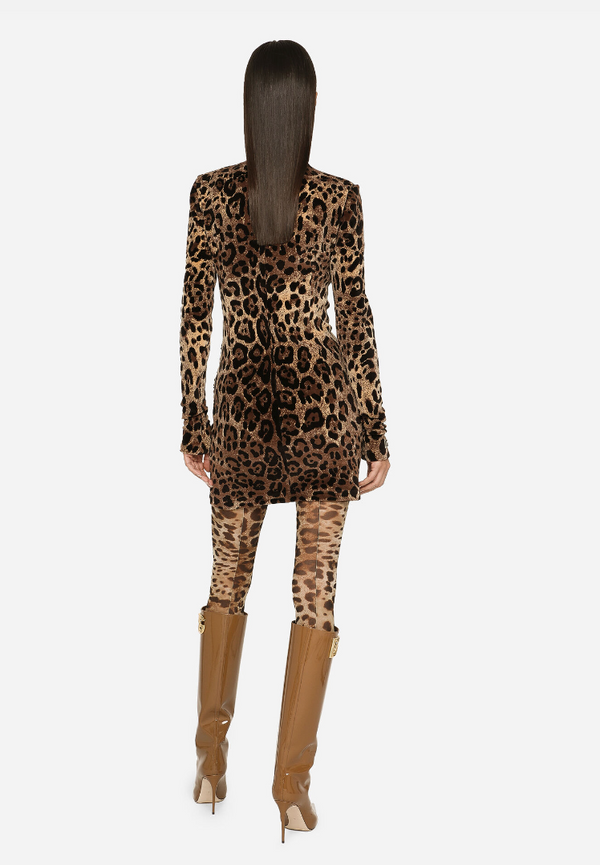 Elegantes Emma -Ärmel Mini-Kleid mit Leopardenmuster für Frauen