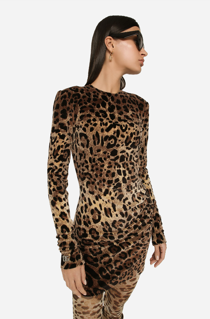 Elegantes Emma -Ärmel Mini-Kleid mit Leopardenmuster für Frauen