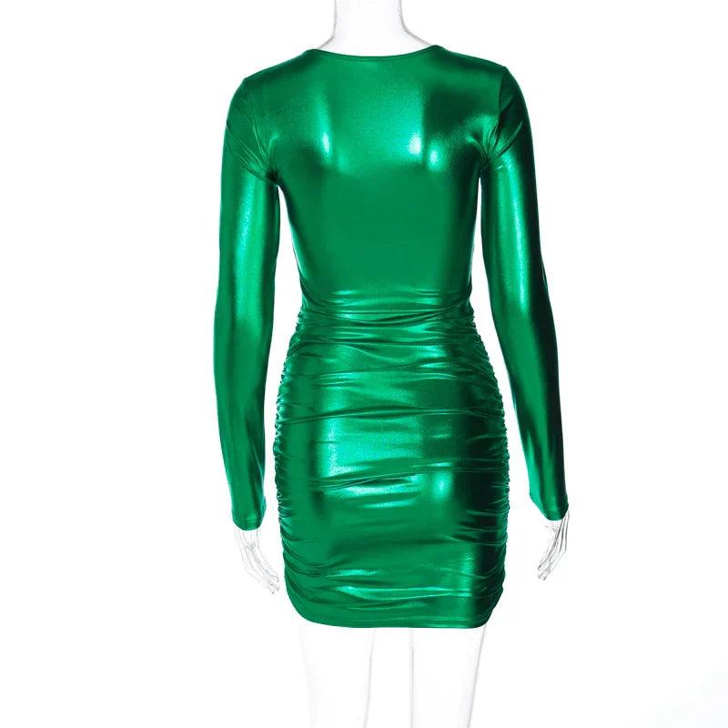 Elegantes Emma -Gerafftes Minikleid mit Reißverschluss-Ausschnitt dd