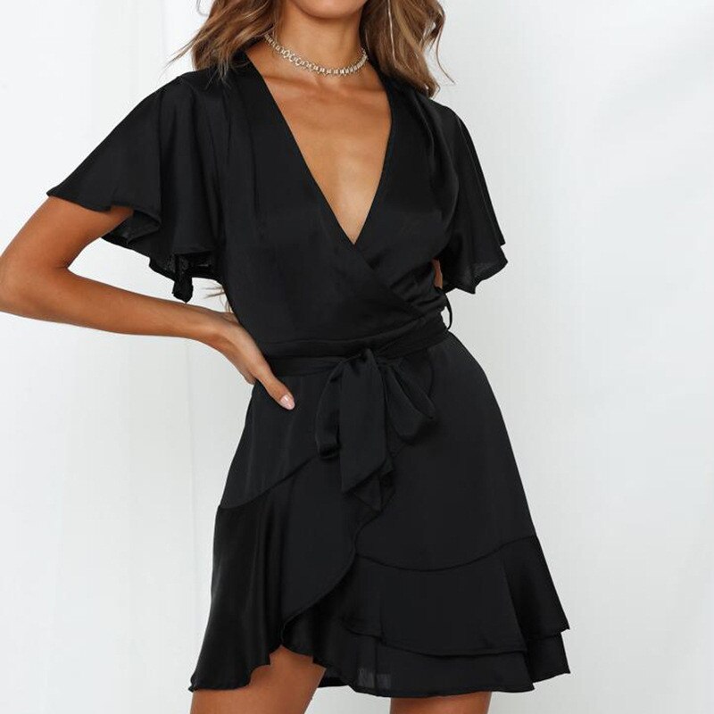 Weiches Kleid mit Rüschen und V-Ausschnitt für dich