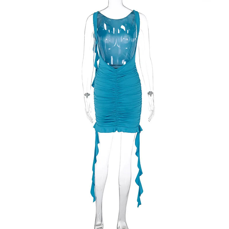 Elegantes Emma -Ein-Schulter-Minikleid mit Rüschenbesatz