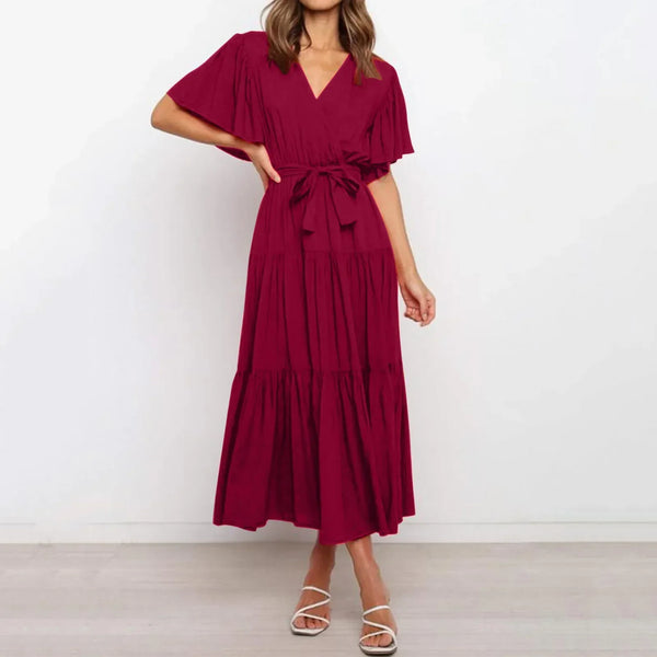Elegantes Maxikleid Frieda mit tiefem V-Ausschnitt für Frauen