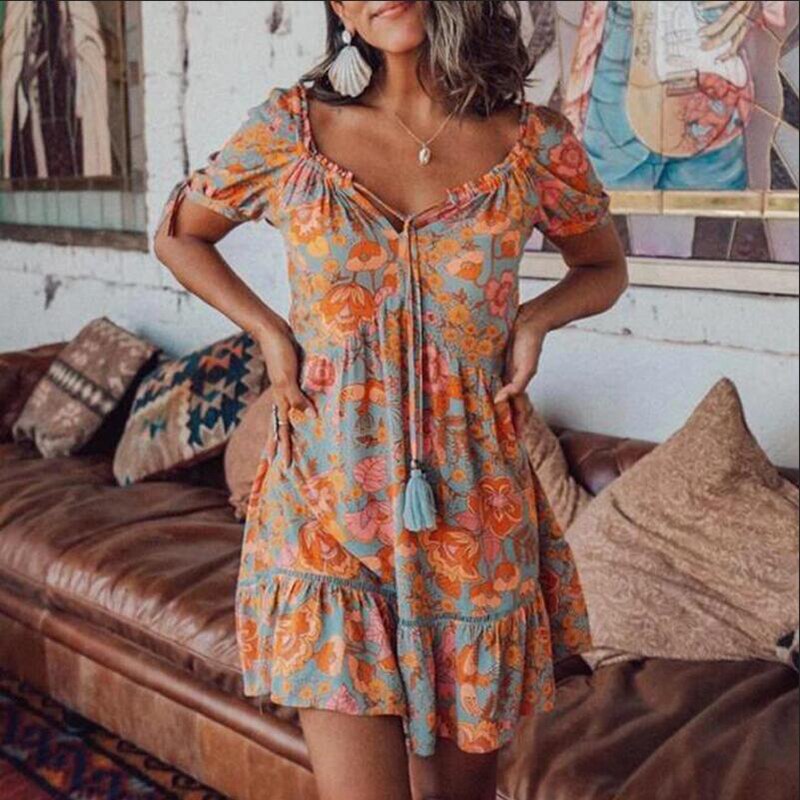 Bequemes - Musselin Kleid für dich mit Schöner Blume