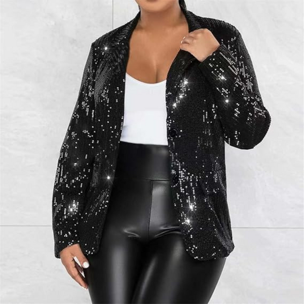 Glänzender Party Blazer Mantel Mit Pailletten Jacket