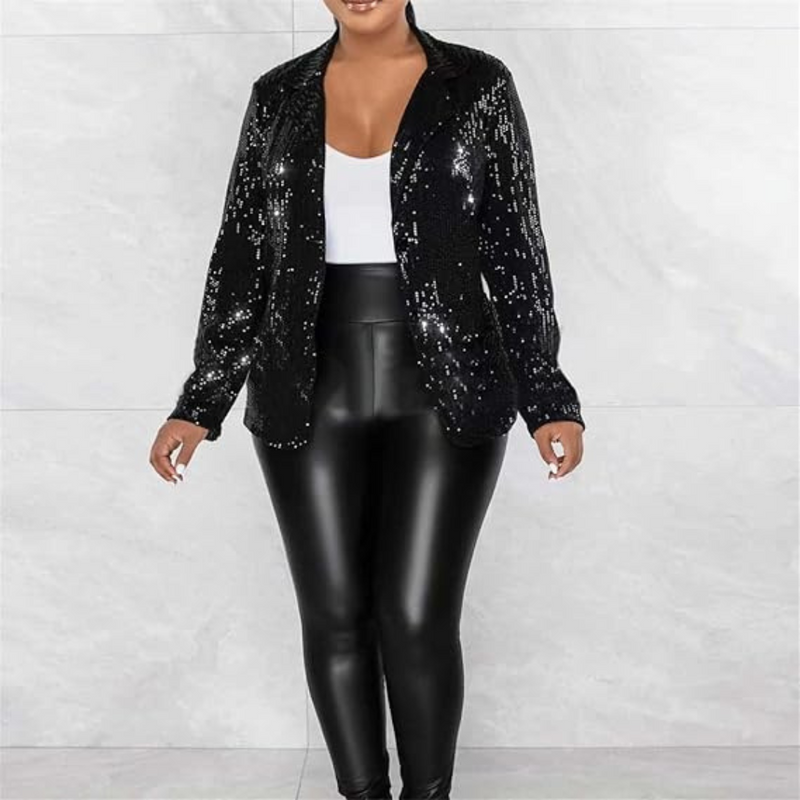 Glänzender Party Blazer Mantel Mit Pailletten Jacket