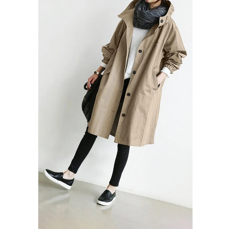 Langer Wasserdichter Eleganter Mantel Für Damen Coat