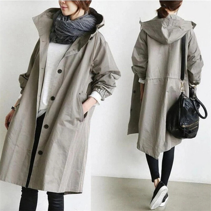 Langer Wasserdichter Eleganter Mantel Für Damen Coat