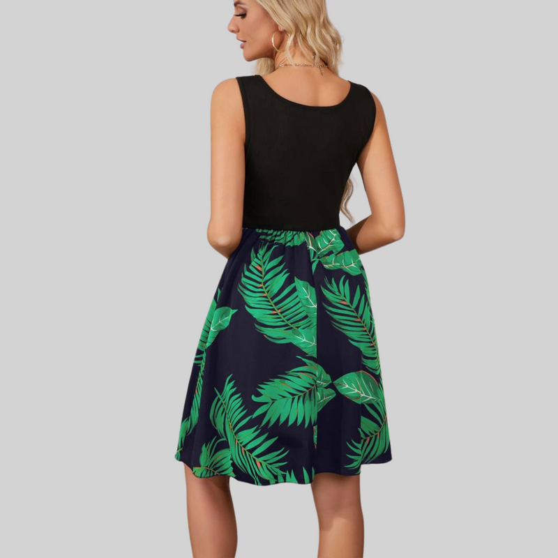 Schickes Weiches Kleid mit Blätterdruck für jeden Anlass