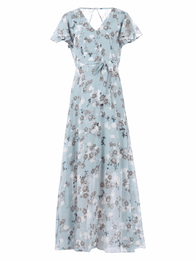 Warmes Kleid mit floralem Muster für dich zum Tragen