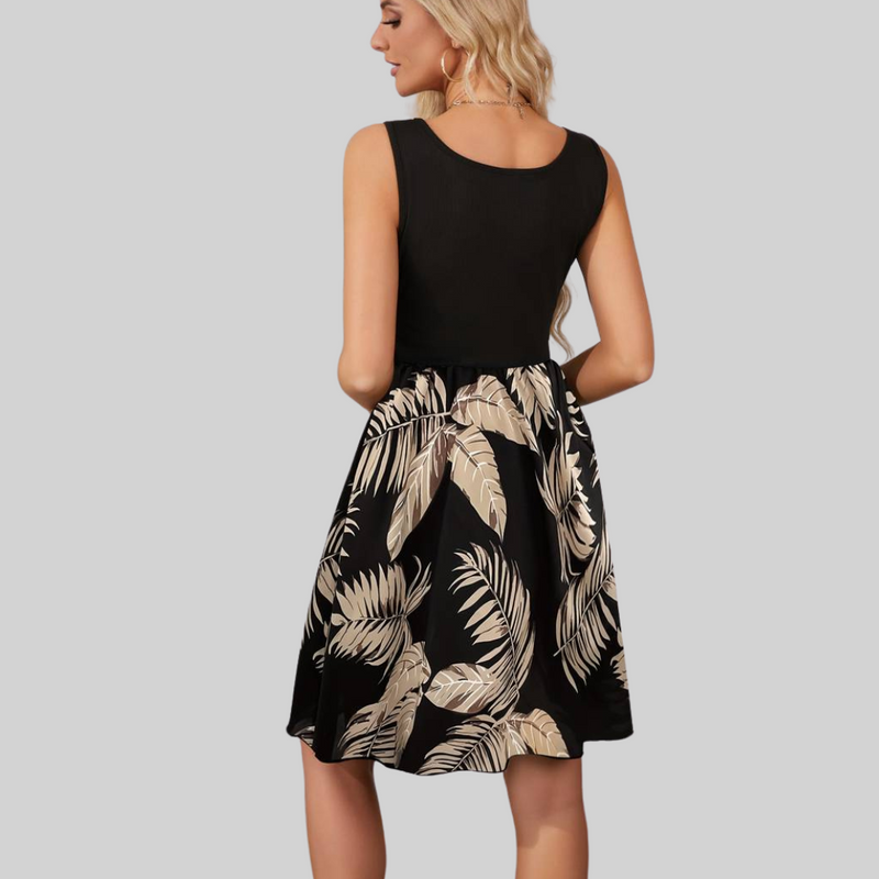 Schickes Weiches Kleid mit Blätterdruck für jeden Anlass