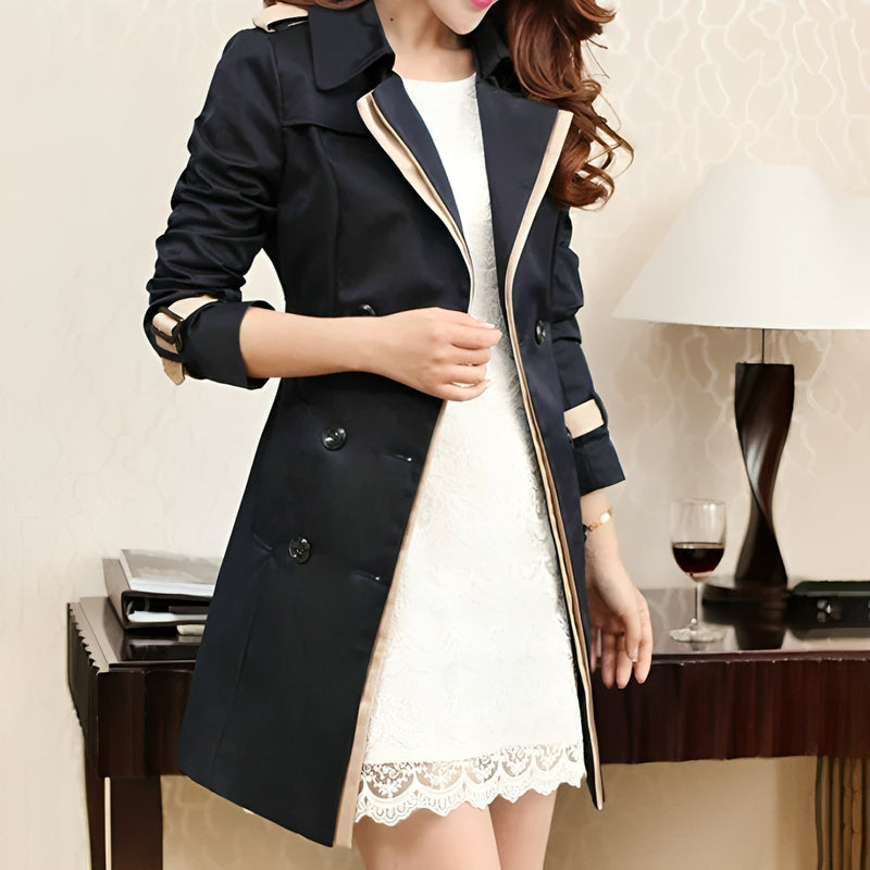 Warm Eleganter Trenchcoat Mit Verstellbarem Gürtel Coat