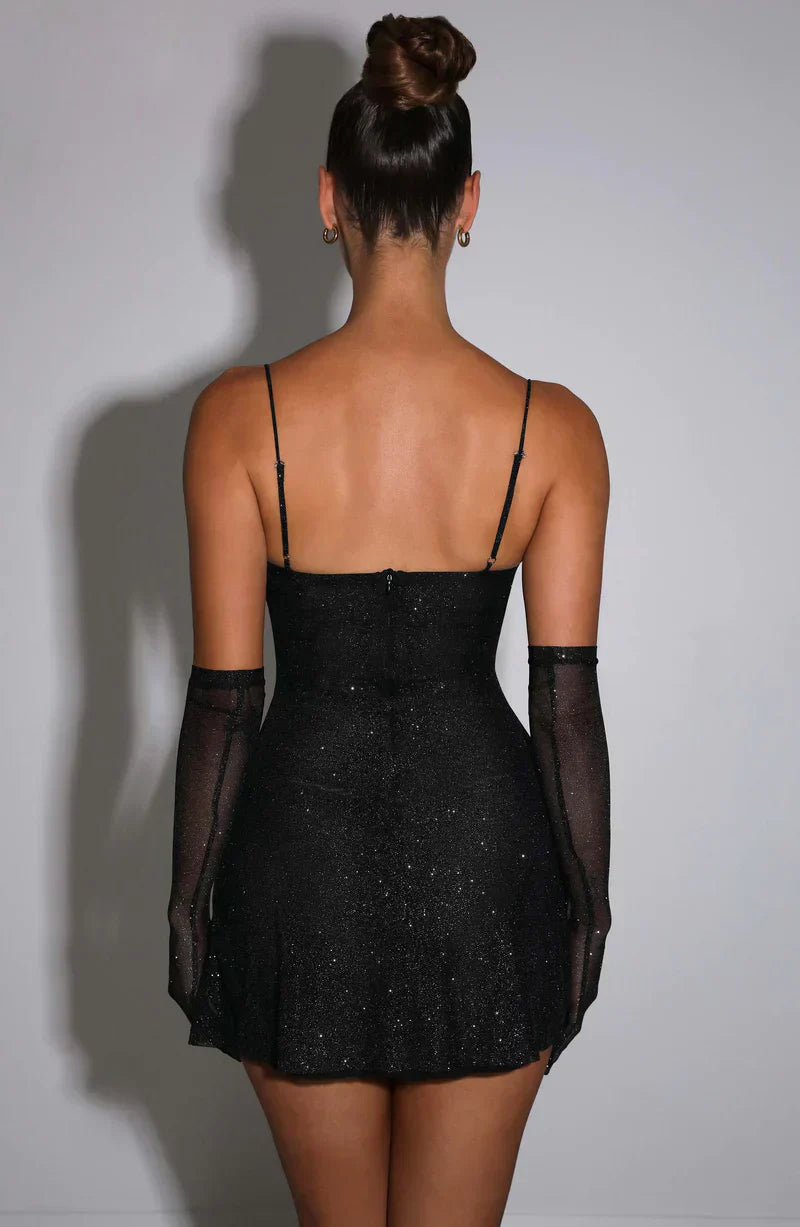 Elegantes Emma -Minikleid Mit Handschuhen Für Frauen